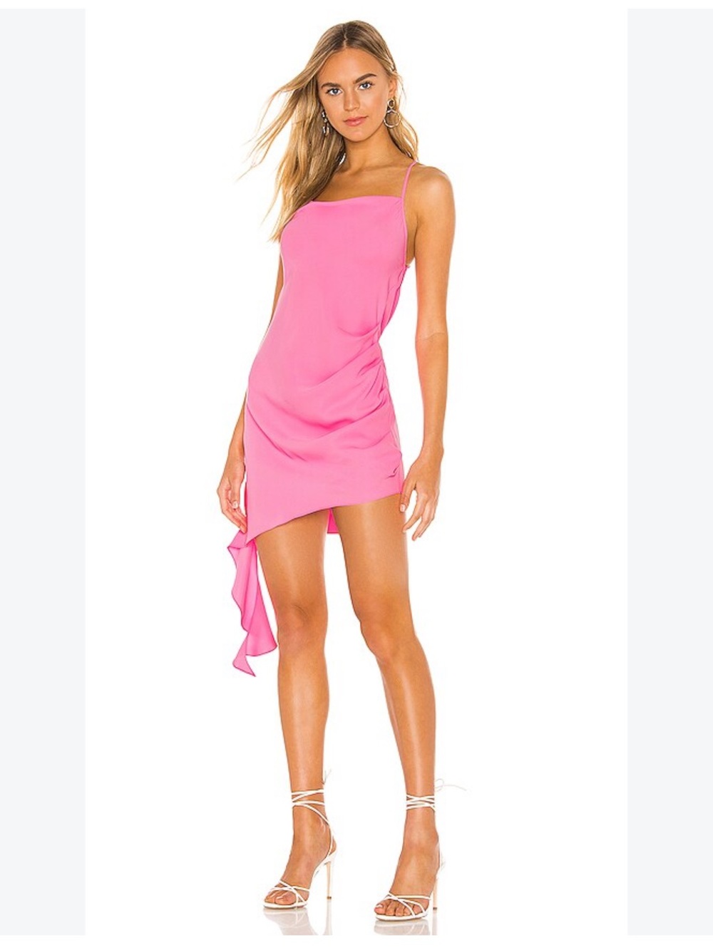 Amanda Uprichard Hot Pink Cowl Neck Open Back Asymmetric Mini Dress Size M